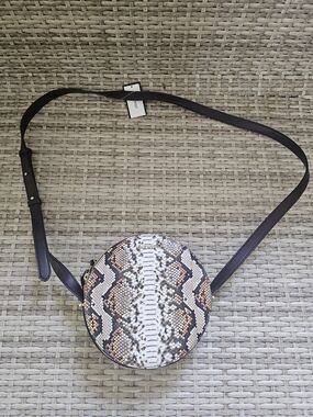 Nine West Snake-Print Round Crossbody Bag in Brown/Black